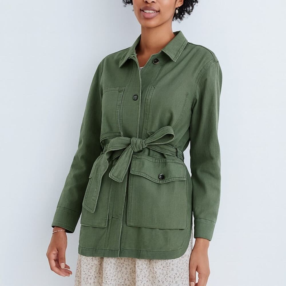 Madewell Military Button Front Jacket in Green $148